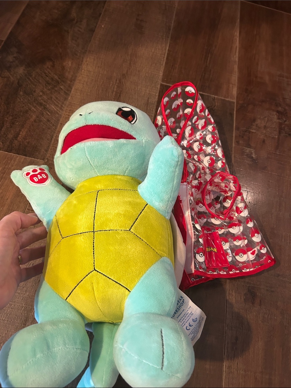 Build-A-Bear Light Blue and Yellow Turtle Plush with Red PokĂŠ Ball Backpack